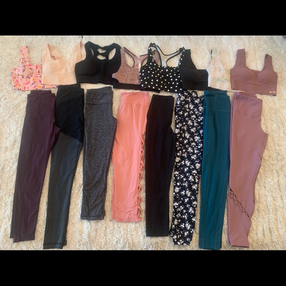 Lot of 8 sets of Work Out/ Lounge Victoria Secret Pink/ Kate Spade/ Free People